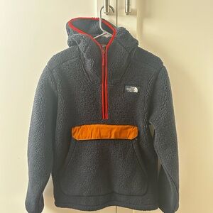 The North Face Men's Navy and Orange Zip Up Sweater